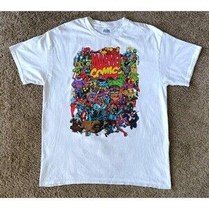 Marvel Comics T-Shirt Men's Large White Short Sleeve
